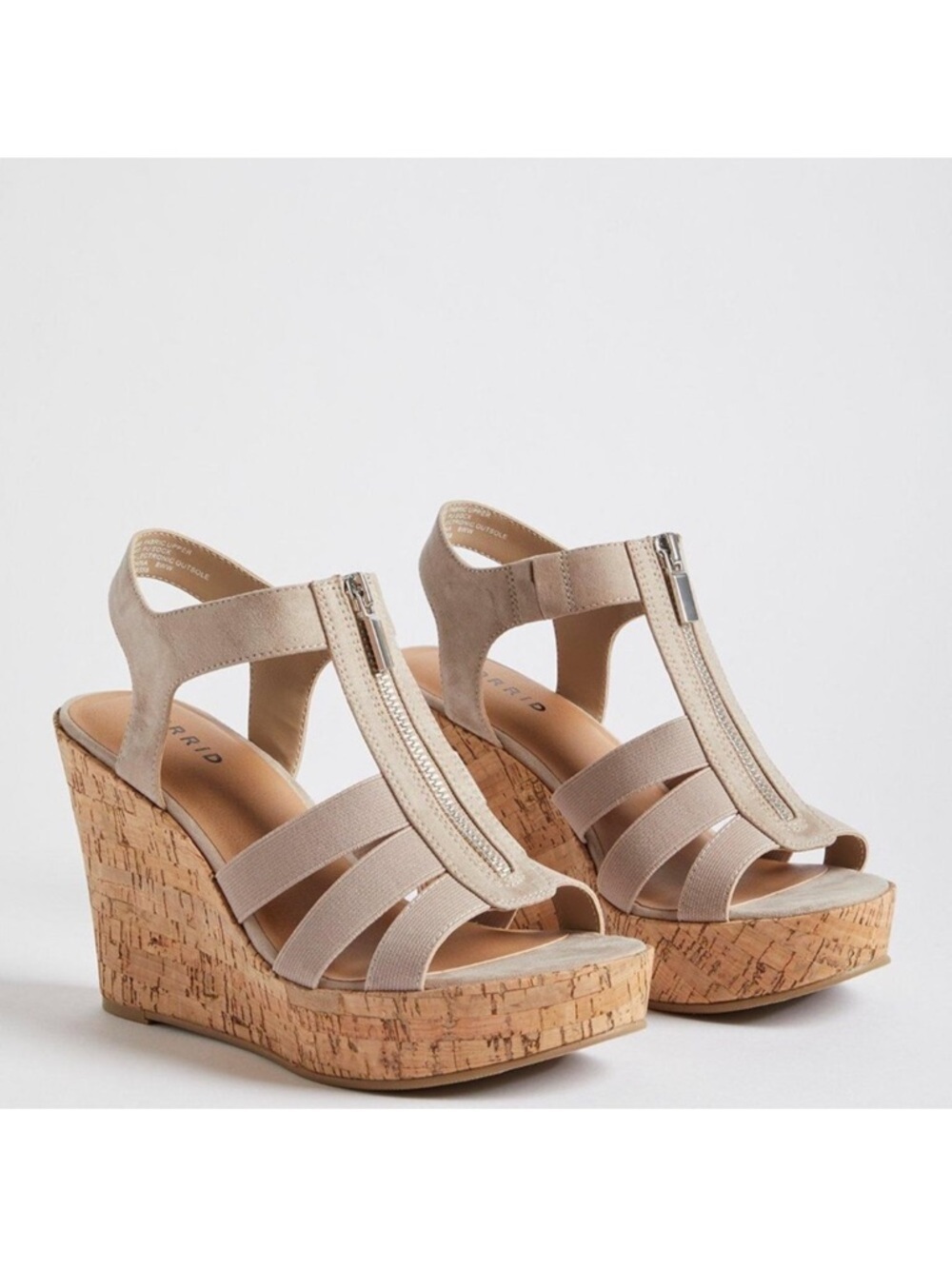 TORRID GOTH BOHO STRETCH FRONT ZIP WEDGE NUDE 12 WW